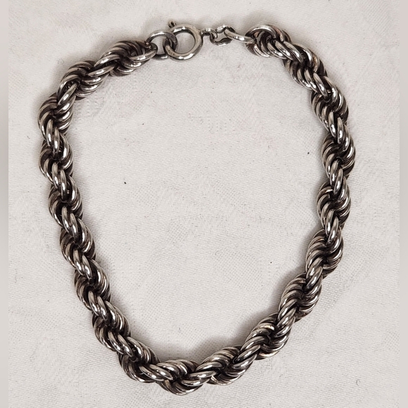 Italian Silver Rope Chain Bracelet - Picture 2 of 9